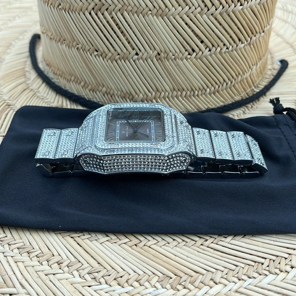 Montres Carlo quarts silver bling watch